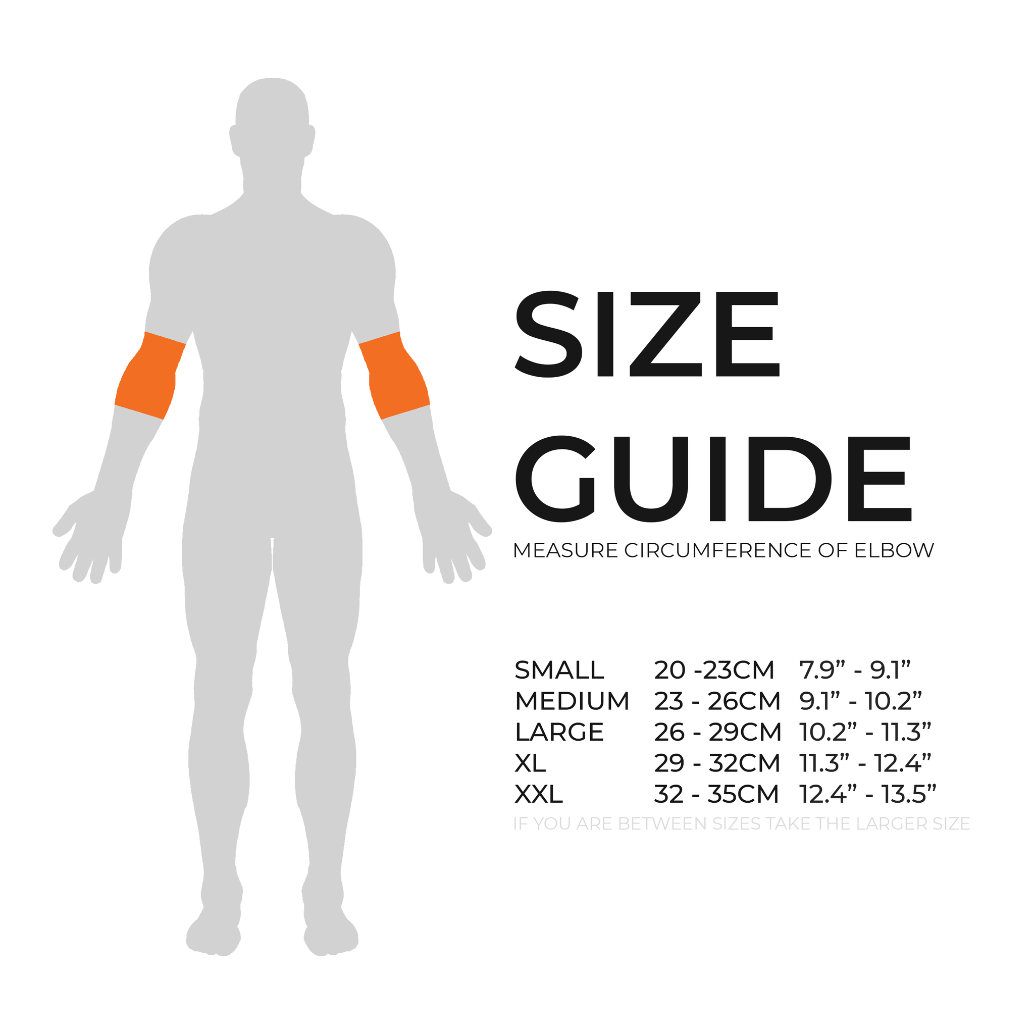 Size Guide Sleeves for Tennis Elbow